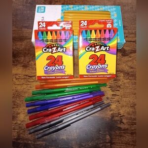 Colorful Crayons, pens, and pencils School Supplies Homeschool Art
